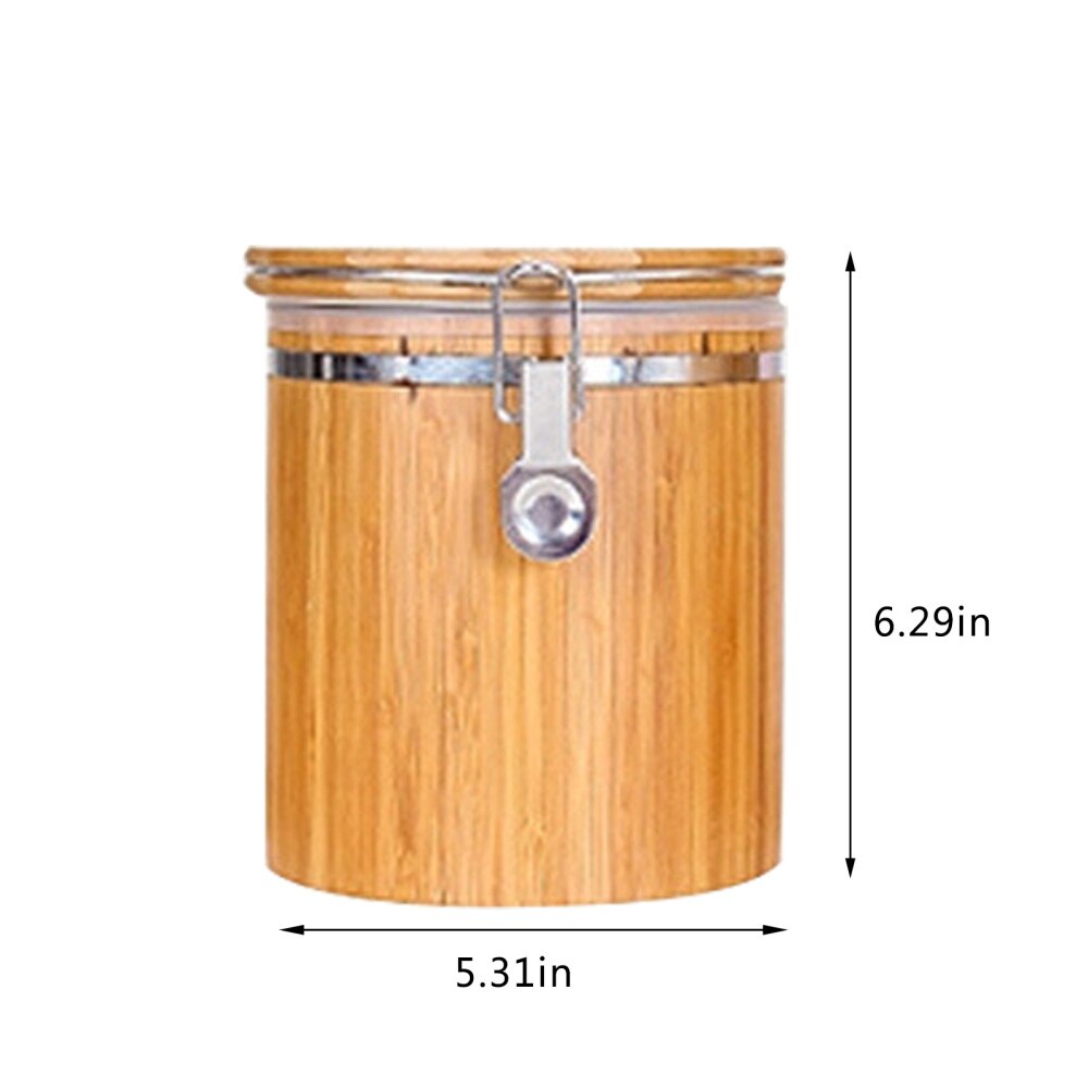 Kitchen Food Storage Jar Glass Coffee Bean Spice Sugar Flour Jars Containers with Lids and Wooden Spoon Tea Coffee Beans Grains: B