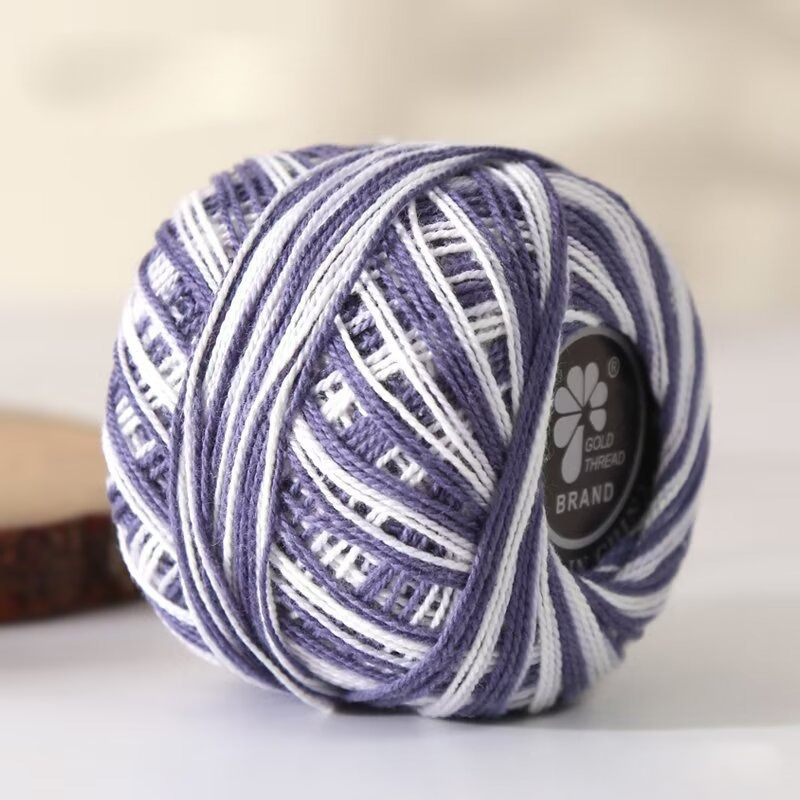 Rollo de hilo de encaje para ganchillo, suministros de costura para bordado teñido, acolchado, tamaño 5, 20g: Plata