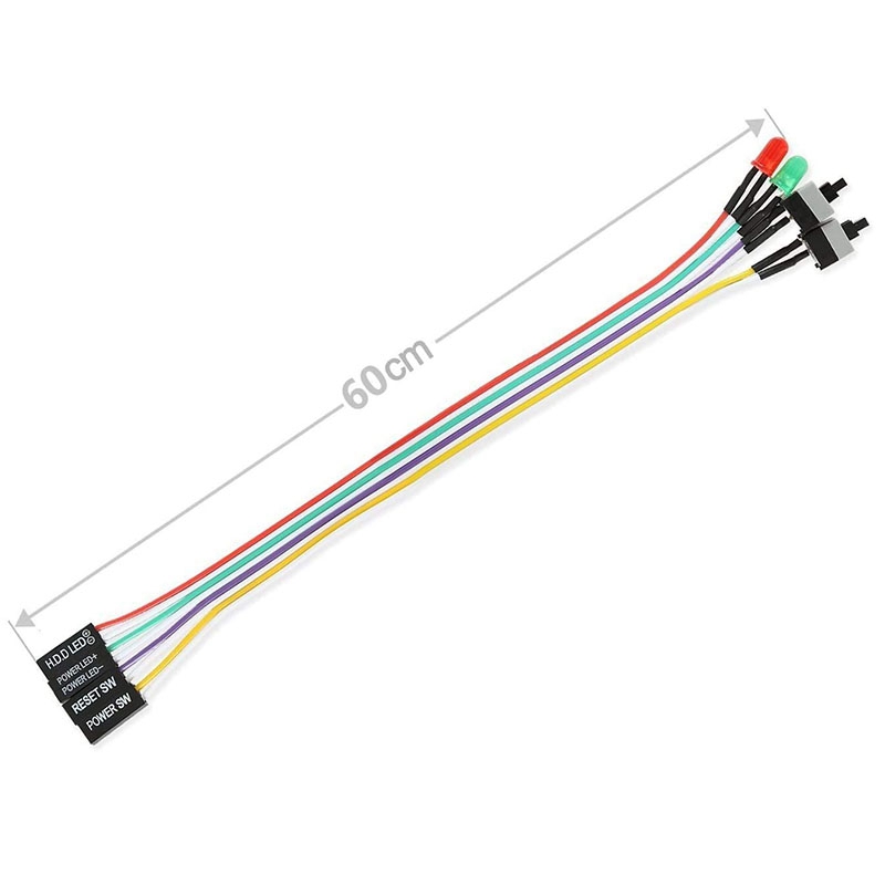 Voyant LED pour boîtier d'ordinateur ATX 24 pouces, Kit de fils de lunette avant (5 pièces)