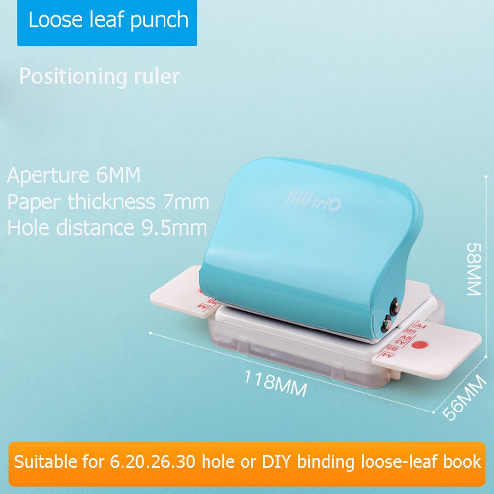 Diy Perforator Losse Blad Gat Punch A4 A5 B5 6 Gaten 20 Gaten 26 Gaten 30 Gaten Handgemaakte Papier perforator Kantoor Briefpapier: Sky Blue