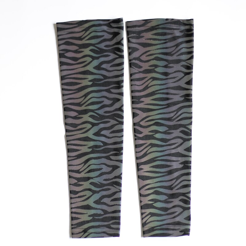 Sports Men Colorful Reflective Sleeves Techwear Sunscreen Cycling Basketball Arm Warmers Breathable Reflect Light Oversleeve: Zebra pattern / S