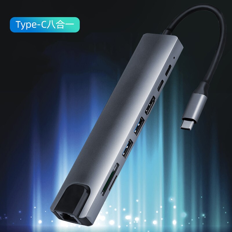 8 w 1 rodzaj-c piasta USB PD 3.0 USB-C Centrum stacja dokująca zgodna z HDMI TF ładowarka PD piasta stacja dokująca ładowarki