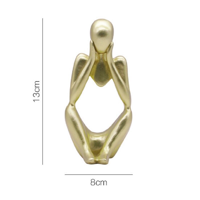 Tænker statue abstrakt figur skulptur små ornamenter harpiks statue hjemmehåndværk boligindretning moderne figurer til interiør: Guld 3