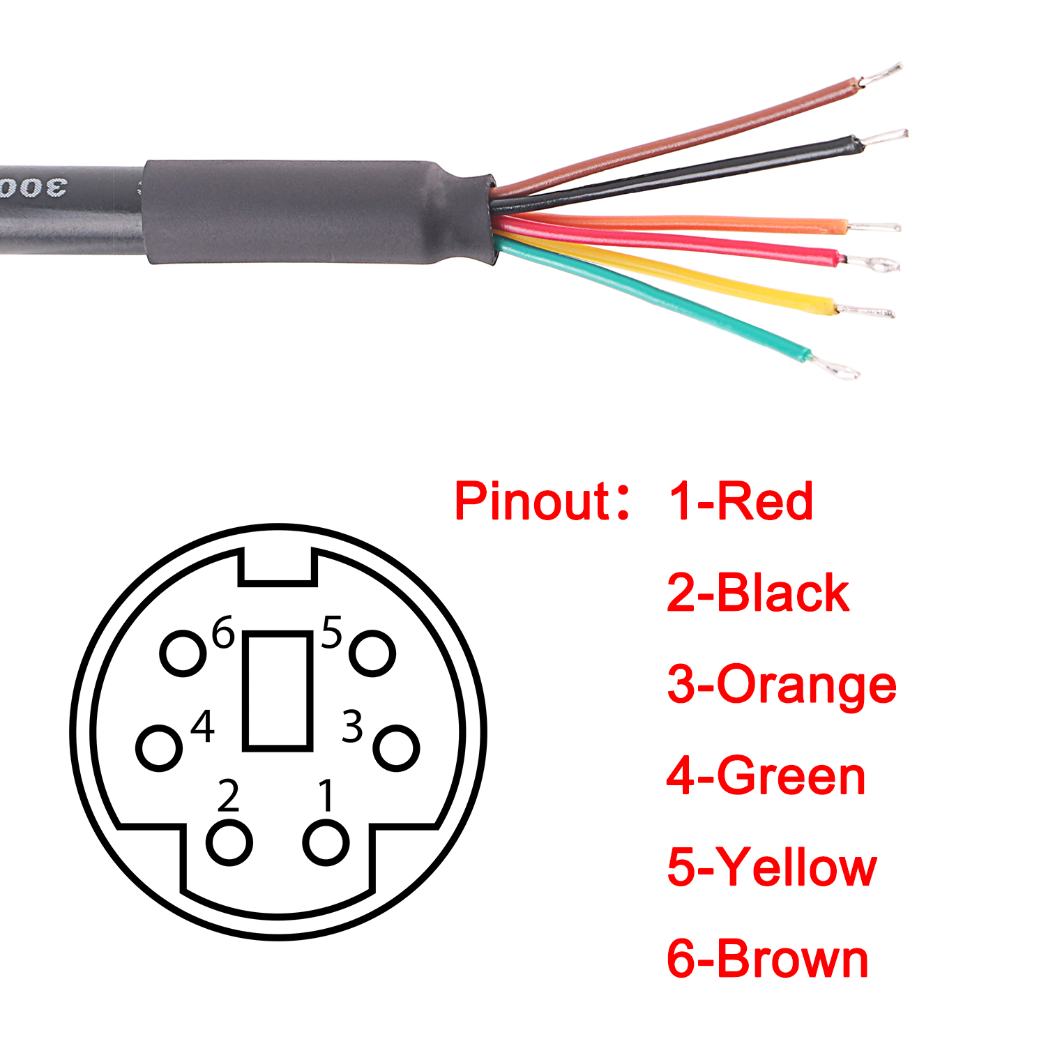 Câble adaptateur Mini DIN 6 broches mâle MD6 vers connecteur d'extrémité de fil