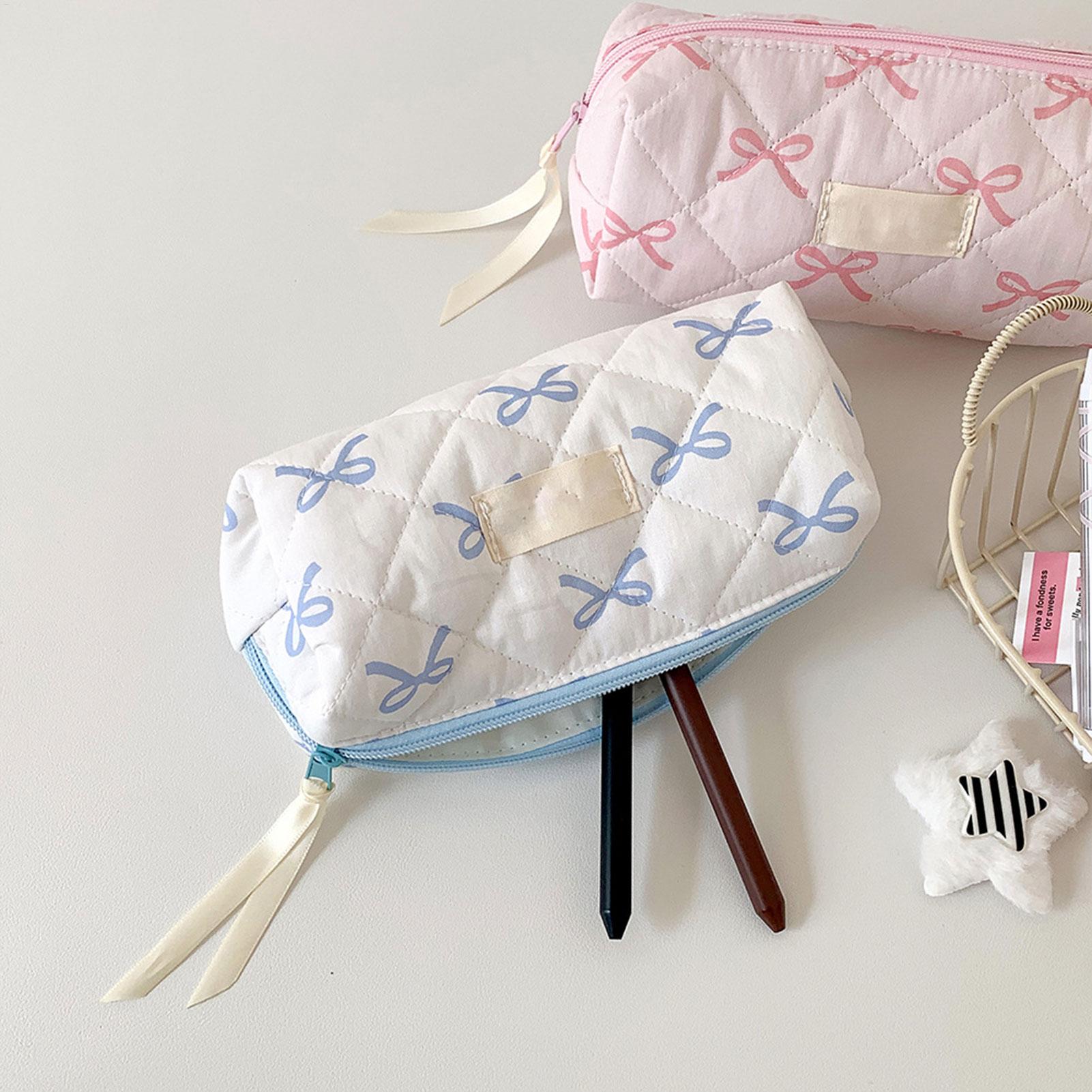 Cute Bow Pencil Case Portable Girl Makeup Bag Pouch Stationery Organizer Lightweight School Supplies