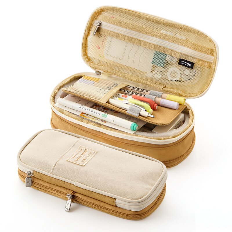 Schule Bleistift Fall für Kinder Große Leinwand Bleistifte Tasche Nette Nette Bleistift Box Doppel Layered Pencilcase Tasche Schule Student Lieferungen: Cute yellow Cat