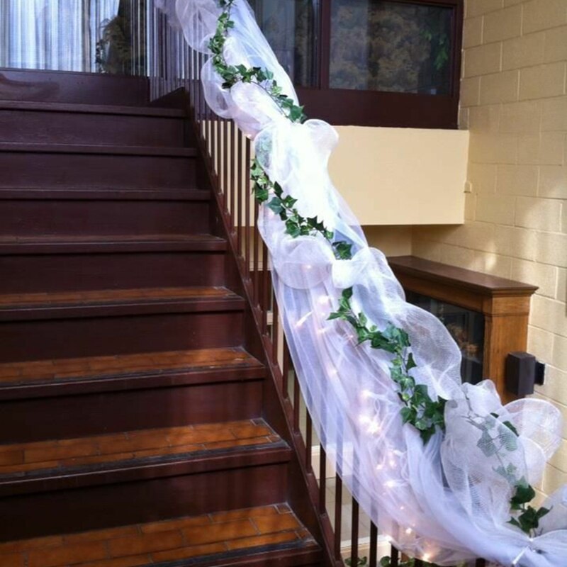 10M White Wedding Party Aisle Runner Rug Organza Fabric Bolt Sheer Table Swag DIY Event Stairs Bow Decoration