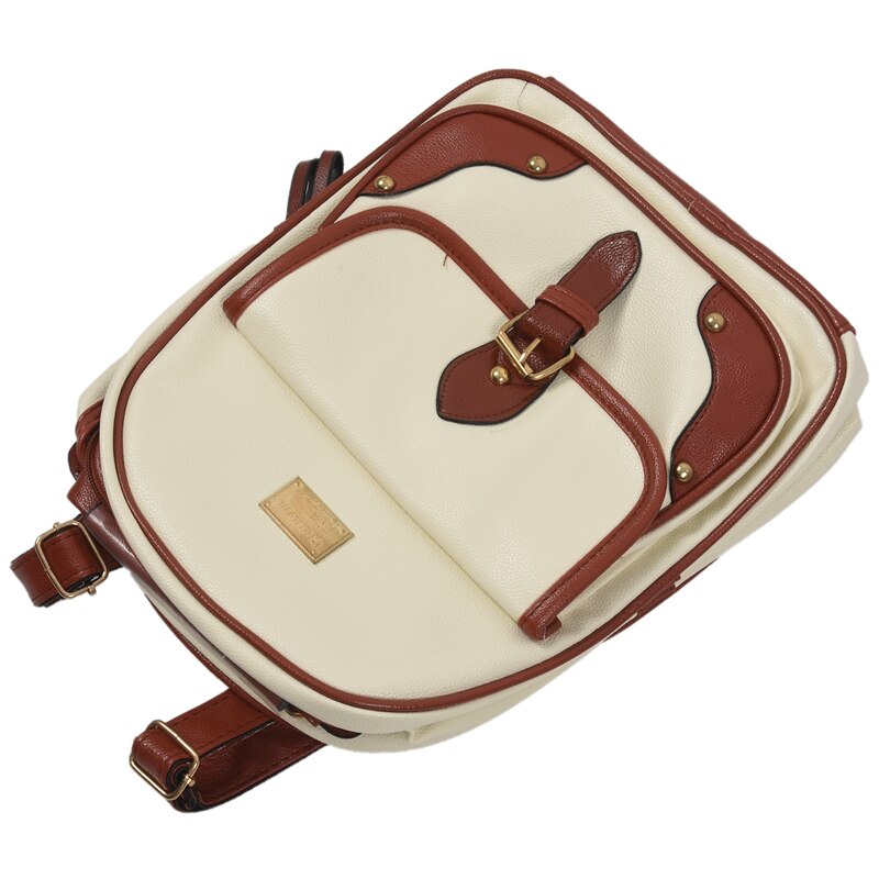 Vintage cuir sac à dos sac à dos épaule voyage sac d'école sac à dos beige