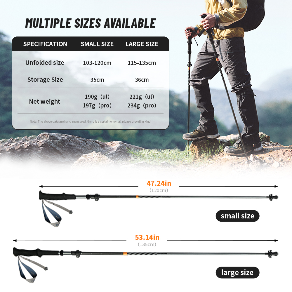 Naturehike Long Wind Trekking Poles Carbon Fiber 7075 Aluminum Alloy Five-section Folding Lightweight Walking Sticks Climbing