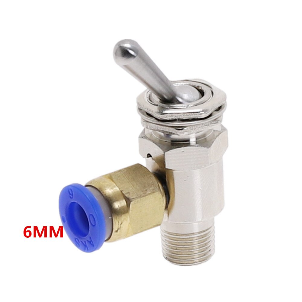 Exhaust valve 3 Way M5 Female 1/8" Male Thread Toggles Switch TV-3 Air Pneumatic Mechanical Valve w Fiittings: 6MM