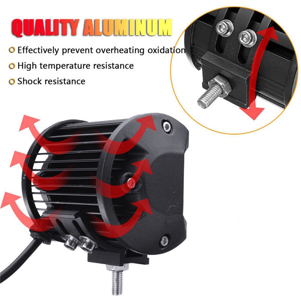 Red LED Work Light Strip Flood Light Driving Fog Light Off-Road Truck LED ATV Off-road SUV Driving Searchlight 2x 4 Inch