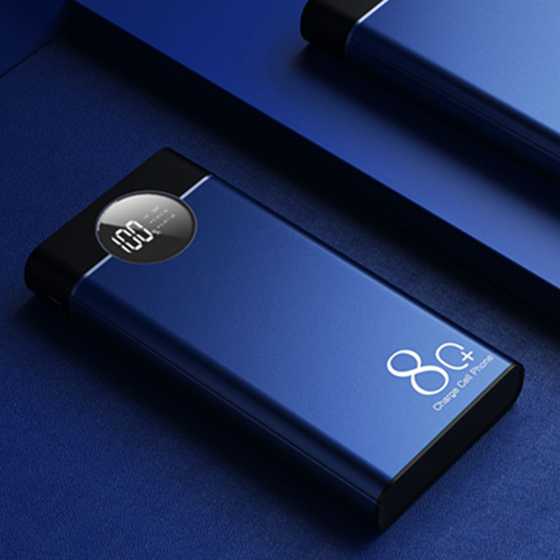 80000mah grande capacidade display digital banco de potência móvel com led duplo usb portátil seguro carregamento rápido bateria externa: blue