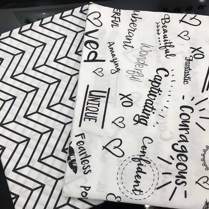 7 stk/sæt syudstyr multifunktionelt nordisk sort hvid patchwork stof print gør-det-selv håndlavet tilbehør bomuld husholdning