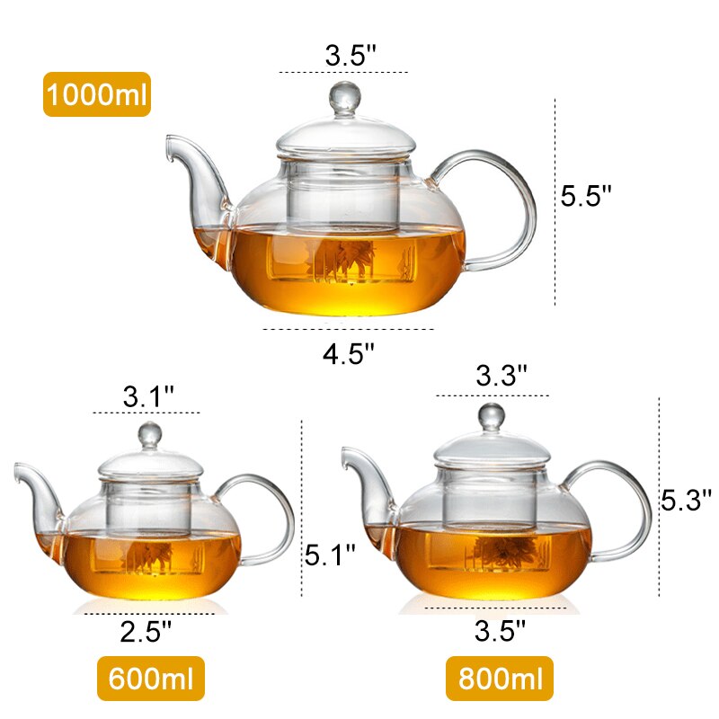 Heat-resistant Glass Teapot Glass Teacup Flower Tea Pot With Infuser Tea Kettles Kung Fu Tea Set Teapots For Brewin Flower Tea
