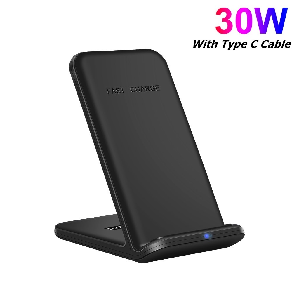 30W Qi Wireless Charger Dock Stand For iPhone 12 11 Pro XS XR X 8 Fast Charging Station Phone Charger for Samsung S21 S20 S10: 30W