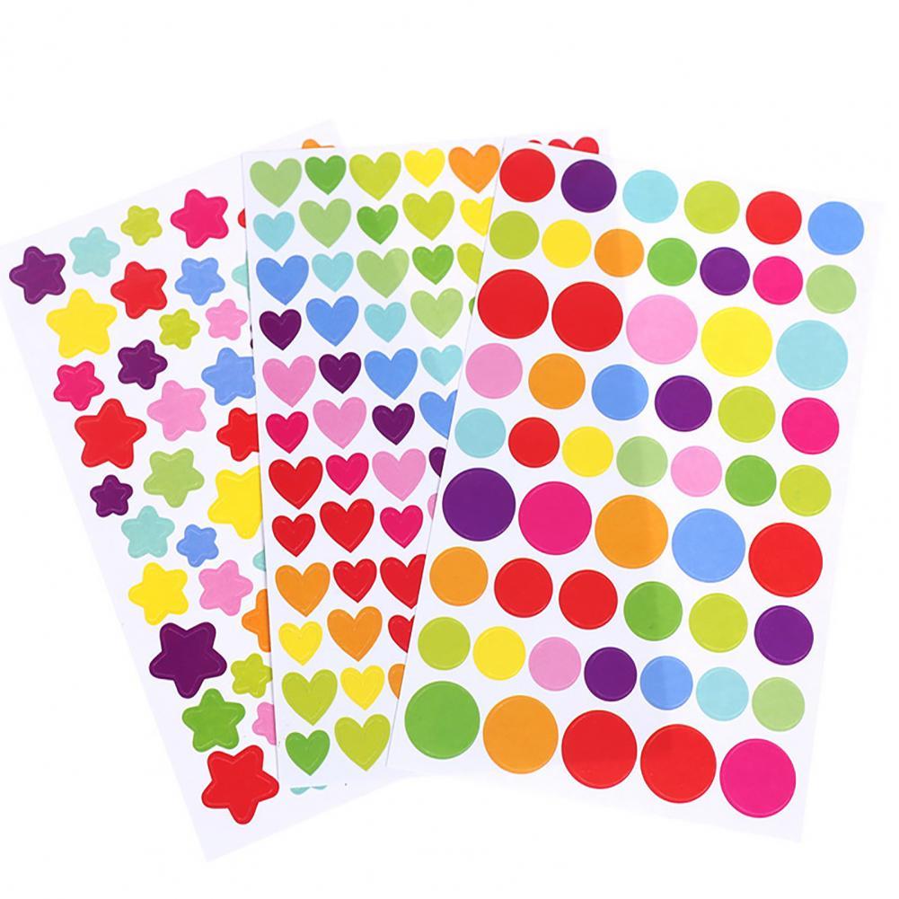 6 Sheets Lovely Stickers For Journaling Star Love Round Shape Stickers Labels for School Children Craft Album Scrapbook Sticker