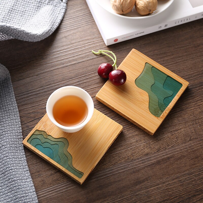 Kitchen Table Mat Fresh Landscape Coaster Home Decor Dinner Plate Mat Chinese Placemat Bamboo Waterproof Insulation Pad
