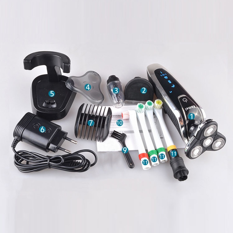 Kemei Elektrisch Scheerapparaat Voor Mannen Oplaadbare 4 In 1 Drijvende Vier Blade Hair Scheren Machine Vervanging Hoofd Scheerapparaat D40