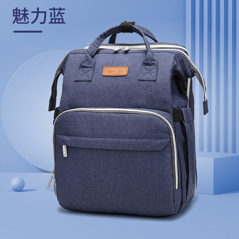 Ankünfte Neue Stil Multi-funktionale Klapp Mummy Tasche Tragbare Faltbare Krippe Mummy Tasche Mummy Tasche Bett: Charming Blue