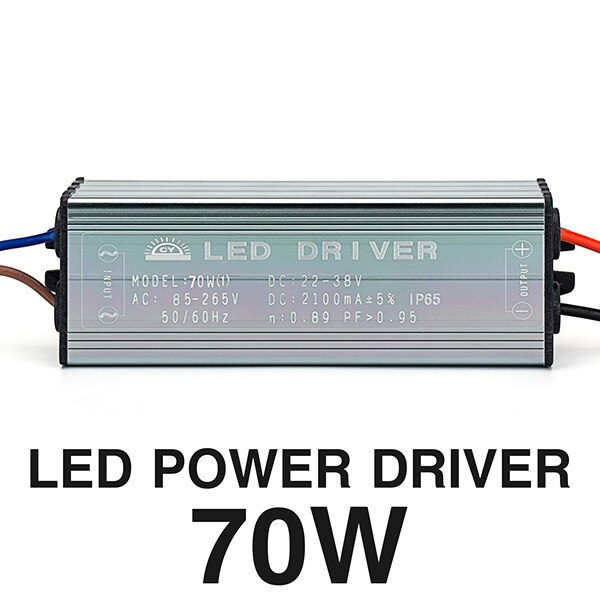 LED Driver 10W 20W 30W 50W 70W Convert AC85-265V To DC22-38V No Flicker LED Driver DIY For Flood Light Spotlight IP67 Waterproof: 70W