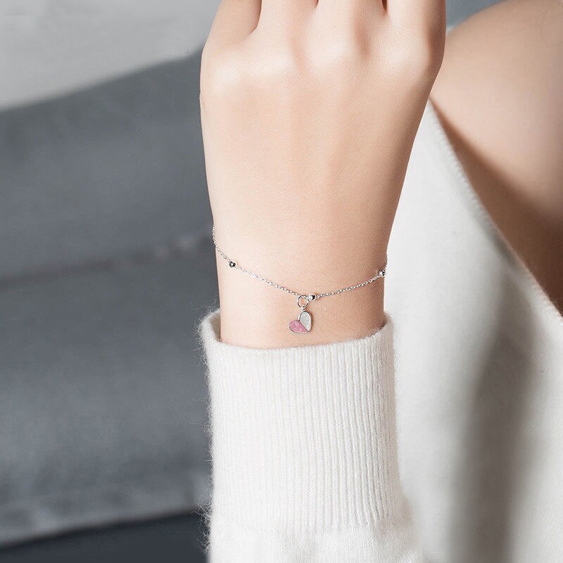 Zilveren roze hartvormige ring, trouwsieraden, eenvoudige harten, verstelbare ringen voor vrouwen, meisjesprijs