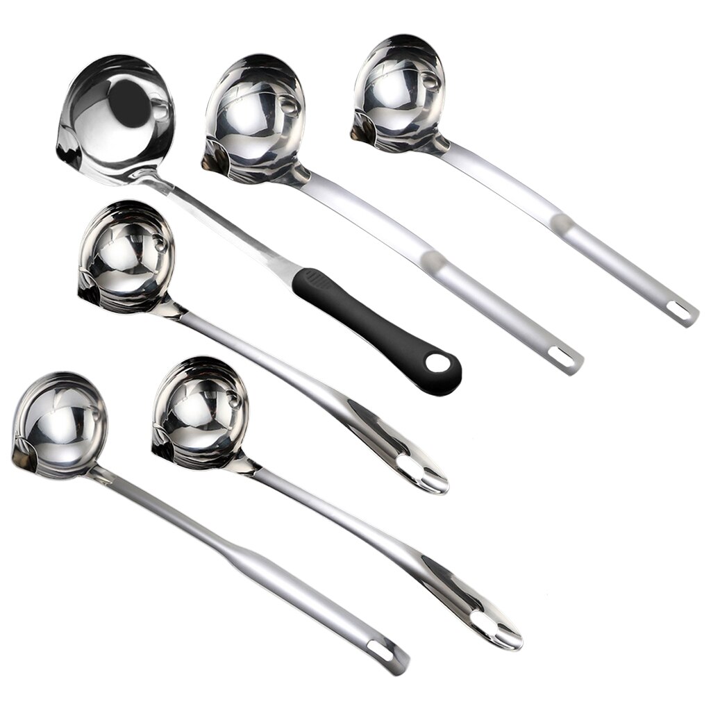 Kitchen Ladle Soup Fat Oil Separator Ladle Long Handle Ladle Pot Spoon for Camping Outdoor Cooking and Kitchen