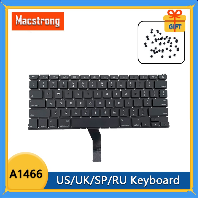 Clavier pour MacBook Air 13 &quot;A1466, d&#39;origine, américain, britannique, russe, espagnol, thaïlandais, coréen, A1369, , avec vis,