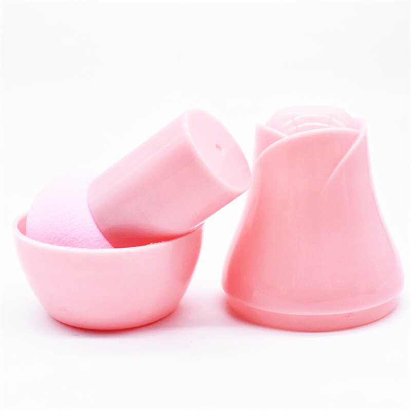 1pc make up spons draagbare kleurrijke paddestoel hoofd droge en natte dual purpose poederdons clear met bloemen cosmetische pakket
