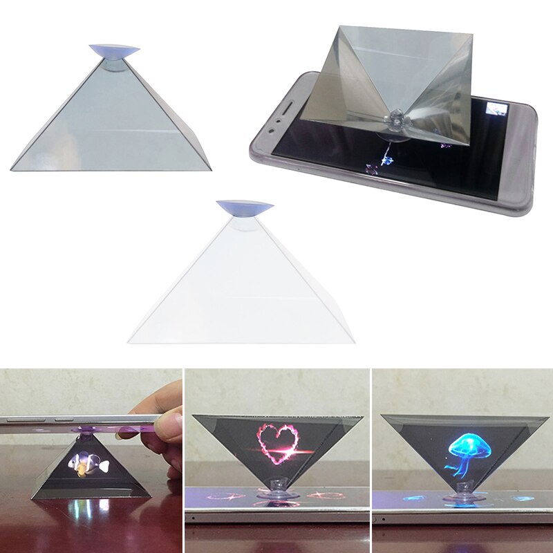 3D Holographic Projection Hologram Pyramid Display Projector Video Stand Universal For Smart Mobile Phone