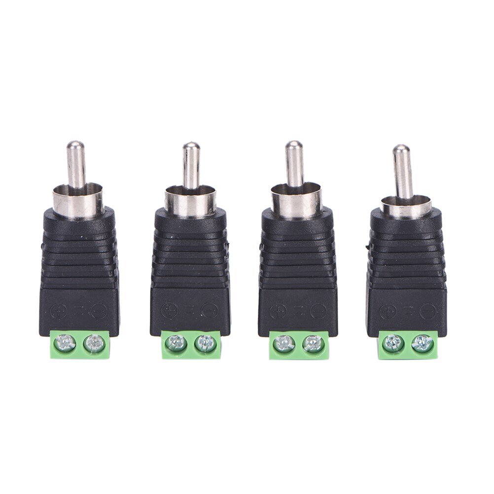 4 pcs Speaker Wire cable to Audio Male RCA Connector Adapter Jack Plug