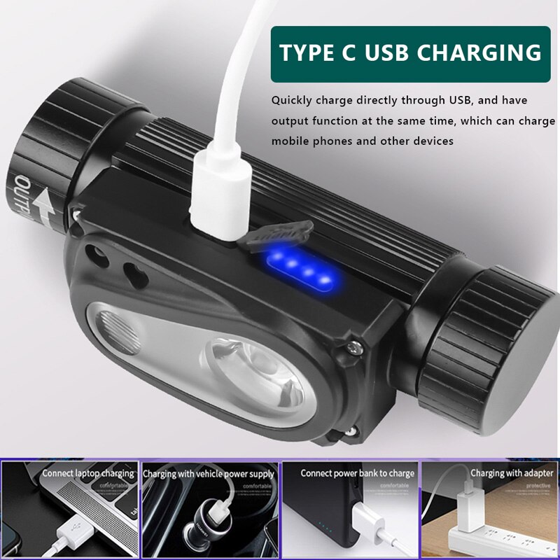 XHP50 LED Scheinwerfer Sensor Scheinwerfer Taschenlampe 18650 USB Aufladbare draussen Kopf Lampe Taschenlampe 10 Beleuchtung Modi Arbeit Licht