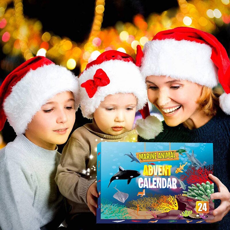 Jul adventskalender 24 st marina djur leksak julnedräkning för barn pojkar och flickor  m09: Default Title