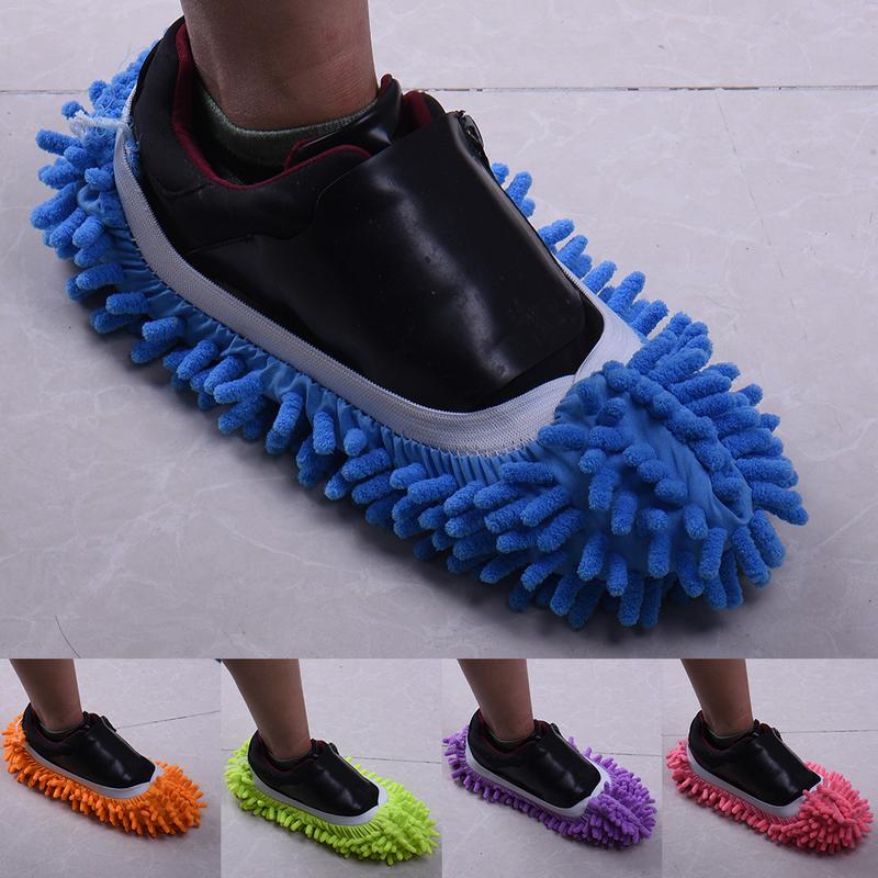 1 pc Dust Mop Slipper Lazy Huis Floor Polijsten Schoonmaken Voet Sok Schoen Cover Polyester Effen Stof Cleaner Mop slipper