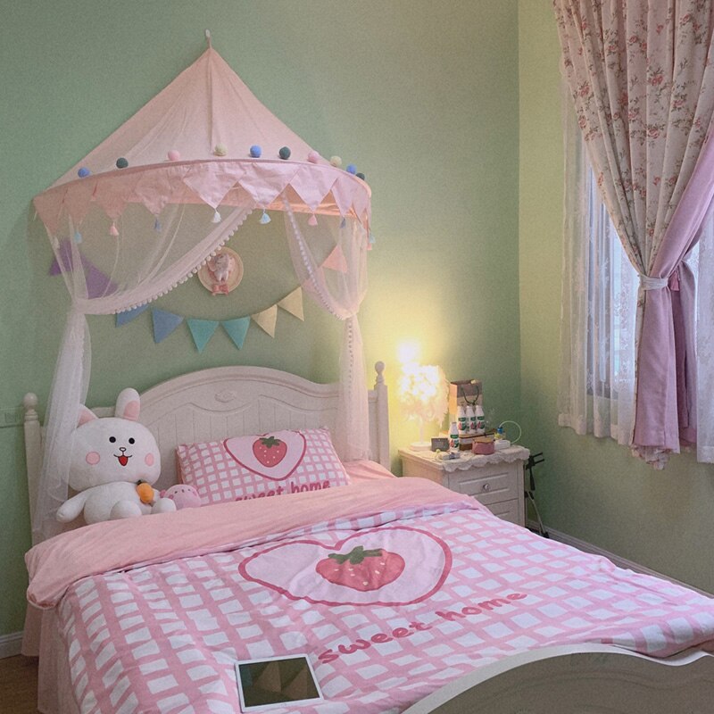 Roze Prinses Kasteel Speelhuis Nordic Kid Play Tent Tipi Enfant Indoor Baby Meisjes Crib Canopy Netto Bed Tent Kinderen room Decor