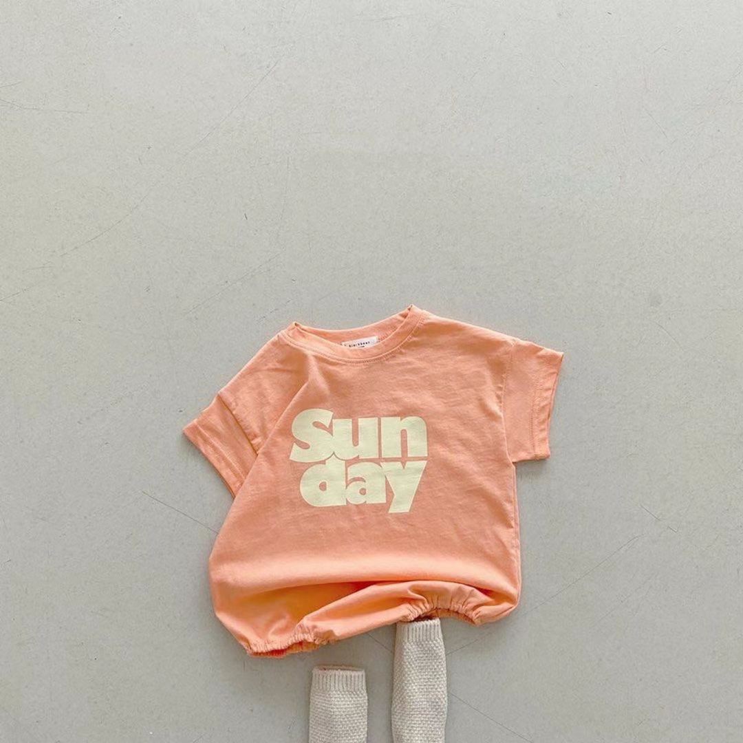 7676 Peuter Baby Romper Zomer Gedrukt Zondag Jongen Romper Baby Meisje Een Stuk Kleding Katoen Casual Baby Kleding outfit: orange / 24M