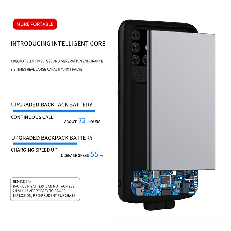 5000mAh External Power Bank Backup Battery Charger Case For Samsung Galaxy A71 5G Battery Case Powerbank Case for Samsung A71 5G