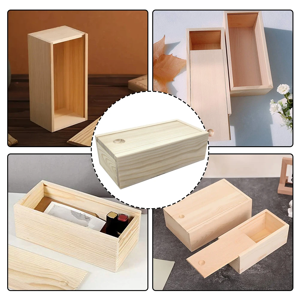 Rectangular Sliding Box Rectangle Pull-out Box Sliding Cover Wooden Box Wo... – Grandado