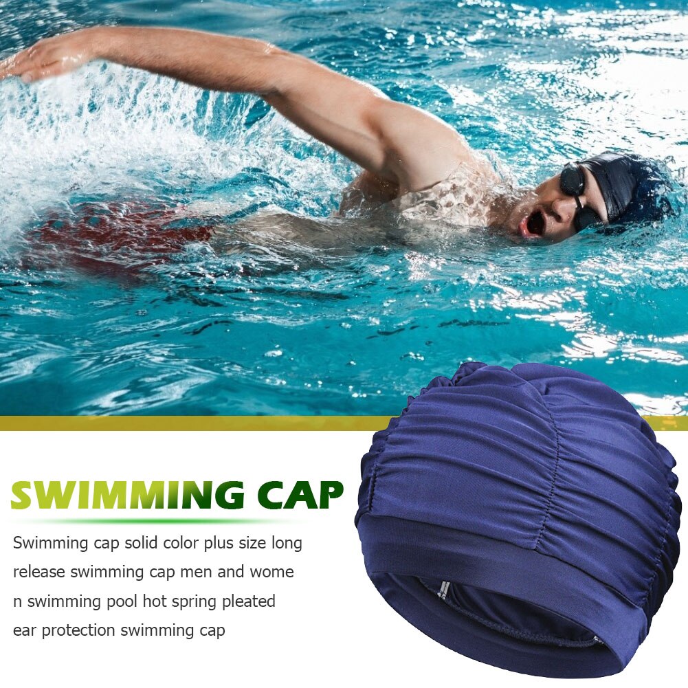 Geplooide Badmuts Lang Haar Stretch Elastische Nylon Zwemmen Badmuts Voor Vrouwen Dames Outdoor Zwembad Accessoires