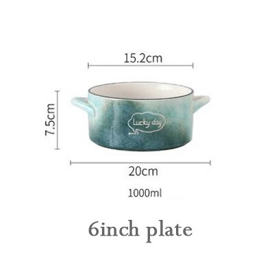 Lucky Day Round Square Ceramic Soup Plate For Oven Microwave Home Hotel Kitchen Breakfast Lunch Dinner Salad Fruit Plate: soup plate-1000mL