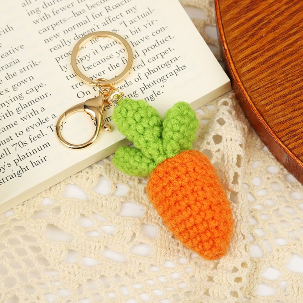 Neue gestrickte Frucht Schlüssel bund Simulation Erdbeer Kirsche Birne Pfirsich Schlüssel ring Frauen Mädchen Auto tasche Schlüssel Anhänger Schmuck Schlüssel halter: Orange