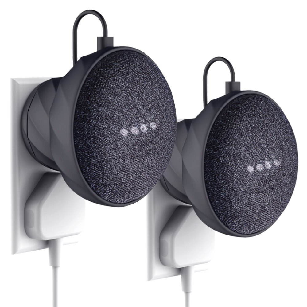 Support de montage mural KIWI pour Google Home Mini, un boîtier en silicone pour accessoires peu encombrant, 2 paquets: Black