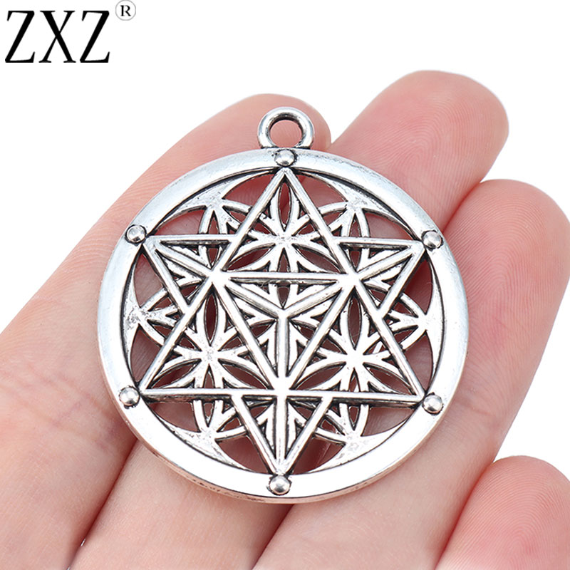 ZXZ 5 stücke Tibetischen Silber Große Blume des Lebens Merkaba Meditation Runde Kreis Charms Anhänger für Schmuck, Die Entdeckungen