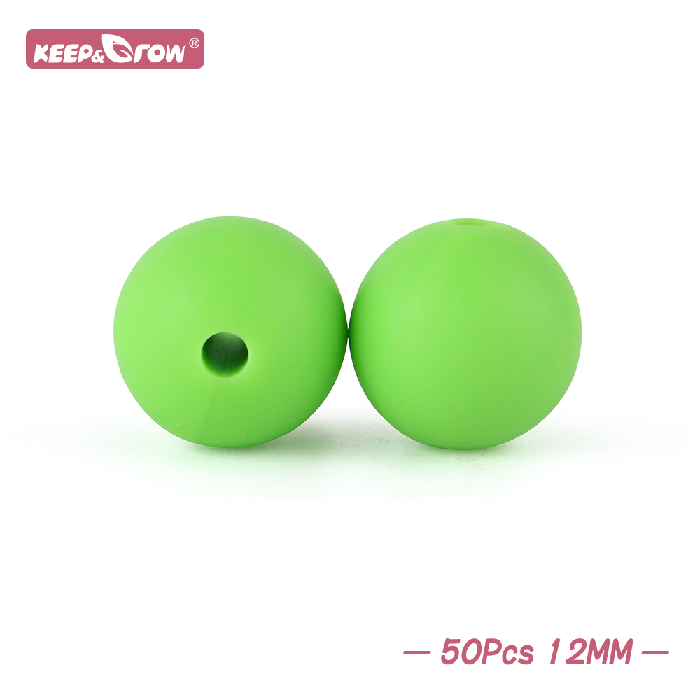 Perles rondes en Silicone de 12MM, 50 pièces, accessoires de dentition pour bébé, anneaux de dentition à croquer, sans Bpa, perles d'allaitement pour bébé