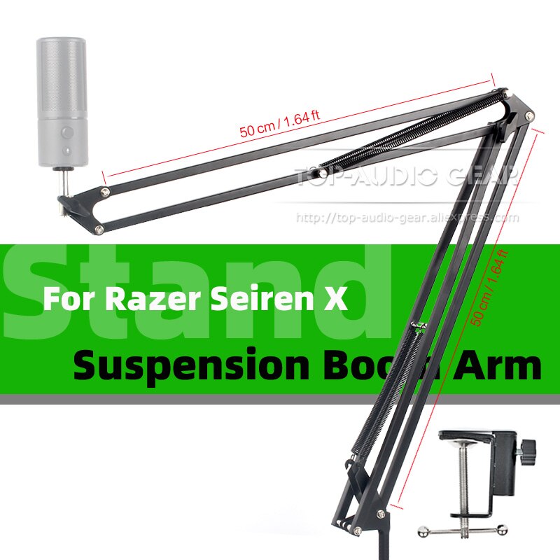 Extra Lange Schorsing Tafelblad Cantilever Microfoonstandaard Mic Schaar Boom Arm Voor Razer Seiren X Elite Desktop Klem Mount