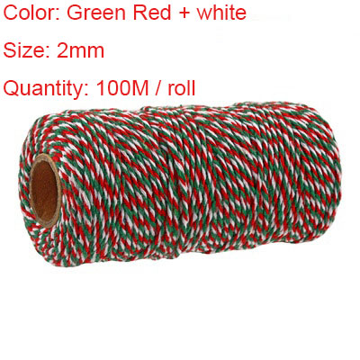 FOGAWA 2 Rotoli Spago Natalizio In Cotone 100m - Filo Rosso E Bianco Per Pacchetti Regalo, Decorazioni E Cucina, Diametro 2 Mm - 3