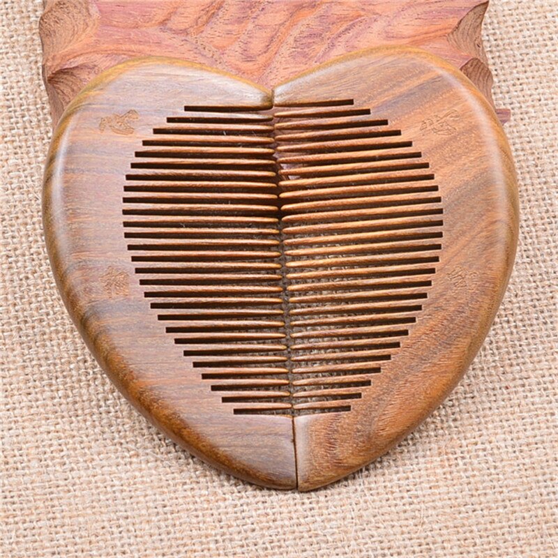 Peigne de Massage en bois de santal vert naturel en forme de cœur, 2 pièces, soulage la douleur, brosse, meilleur pour les amoureux