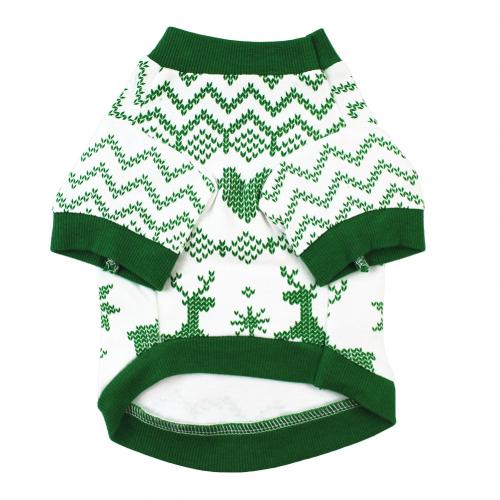 Cartoon kerst eland sneeuwvlok print katoenen kleding vest zacht shirt kostuum: Groente / S