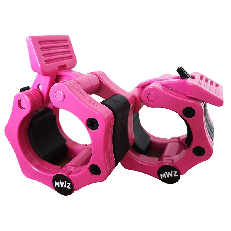 MWZ 2 Inch Olympic Size Barbell Clamp Collar for Pro Training Fitness Quick Release Pair of Locking: Pink
