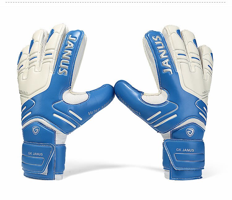 Professionelle Kinder Erwachsene Fußball Torwart Handschuhe Männer Junge Latex Goalie Fußball Goalie Handschuh Mit Finger Schutz Größe 5-10: Blue White / 10