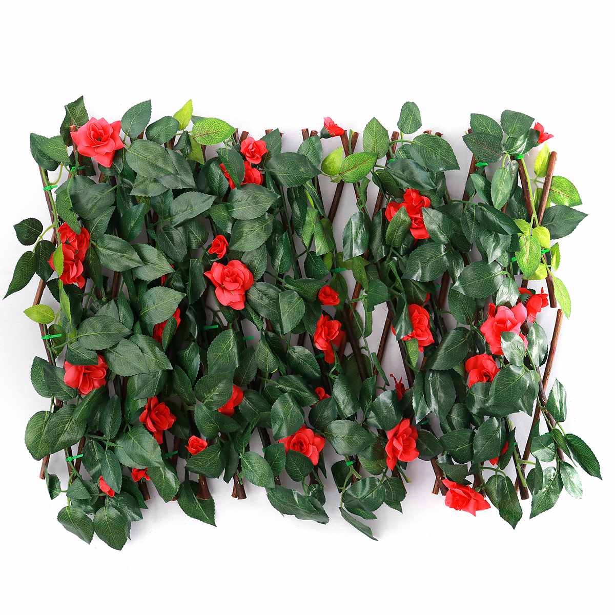 70cm Artificial Floral Plant Fence UV Protected Privacy Screen Outdoor Indoor Use Garden Fence Backyard Home Decor Greenery Wall: Red 40cm